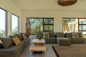 Elegant indoor lounge and comfortable sitting area inside the luxury holiday accommodation at Views Over Wilderness guesthouse.